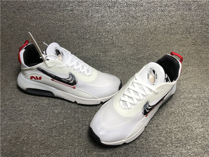 New Men Nike Air Max 2090 White Black Red Running Shoes